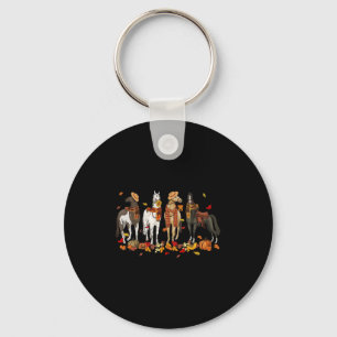 Fall Horse Thanksgiving Horse Autumn Leaves Wester Key Ring
