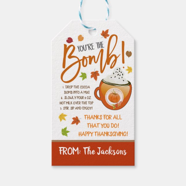 Fall Hot Cocoa Bomb Gift Tag (Front)