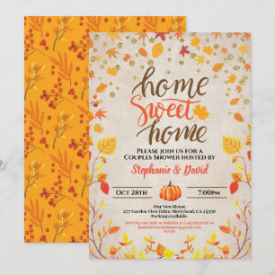 Fall housewarming party autumn pumpkin vintage invitation