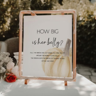 Fall How Big Is Her Belly Baby Shower Game Poster