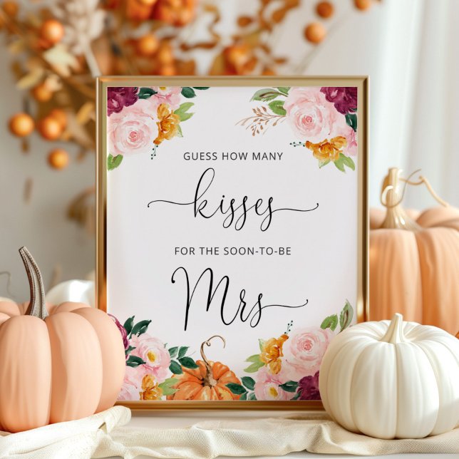Fall how many kisses bridal shower game poster (Creator Uploaded)