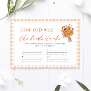 Fall How Old Was The Bride Bridal Shower Game Enclosure Card