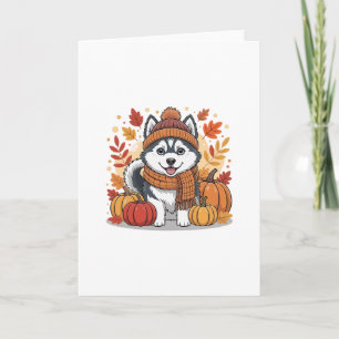 Fall Husky Pumpkins Thanksgiving Cozy Pet Lover Se Card