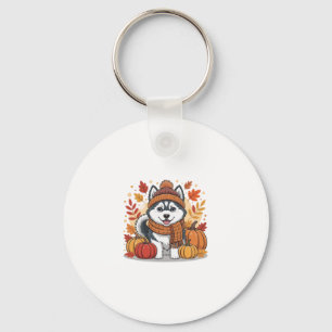 Fall Husky Pumpkins Thanksgiving Cozy Pet Lover Se Key Ring