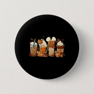 Fall Iced Coffee Fun Spooky Season Halloween Pumpk 6 Cm Round Badge