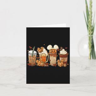 Fall Iced Coffee Fun Spooky Season Halloween Pumpk Card