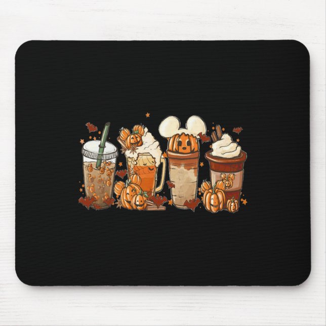 Fall Iced Coffee Fun Spooky Season Halloween Pumpk Mouse Mat (Front)