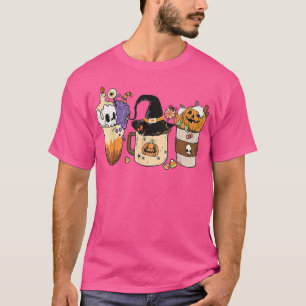 Fall Iced Coffee retro Spooky Season Halloween pum T-Shirt