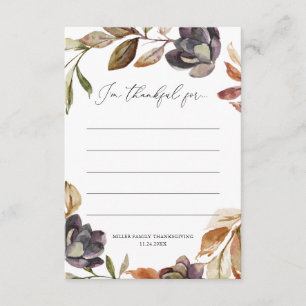 Fall I'm Thankful For Thanksgiving Gratitude Card