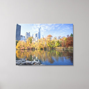 Fall In Beautiful Central Park Lake New York City Canvas Print
