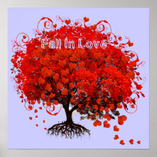 Fall In Love Any colour Background Falling Tree Poster