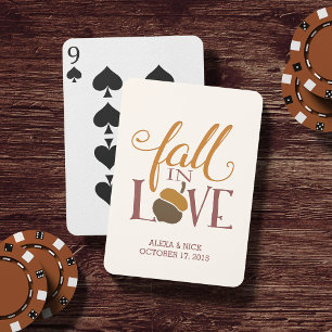Fall in Love Autumn Acorn Wedding Favour Playing Cards