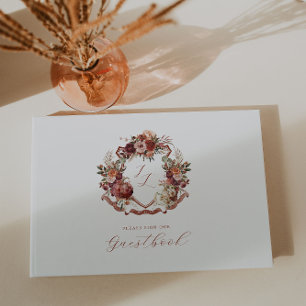 Fall In Love   Autumn Blooms Wedding Crest Guest Book