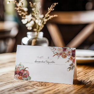 Fall In Love   Autumn Blooms Wedding Place Card