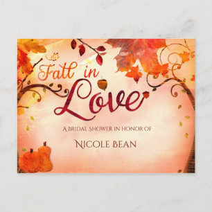 FALL IN LOVE Autumn Bridal Shower Any Event Announcement Postcard