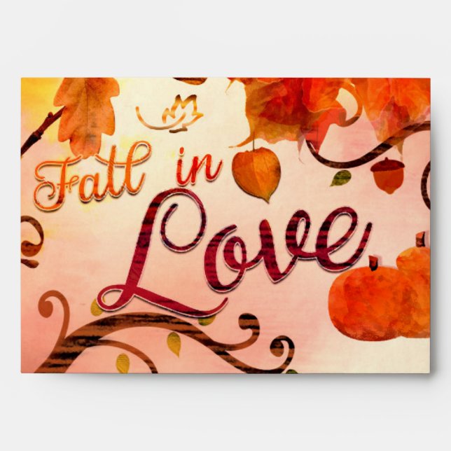FALL IN LOVE Autumn Bridal Shower Any Event Favour Envelope (Front)