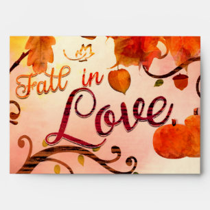 FALL IN LOVE Autumn Bridal Shower Any Event Favour Envelope