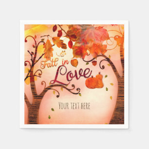 FALL IN LOVE Autumn Bridal Shower Any Event Napkin
