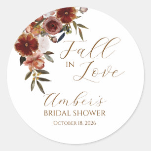 Fall In Love Autumn Bridal Shower Classic Round Sticker