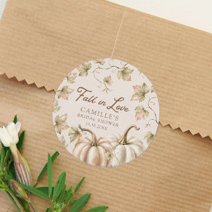 Fall in Love Autumn Bridal Shower Favour Classic Round Sticker