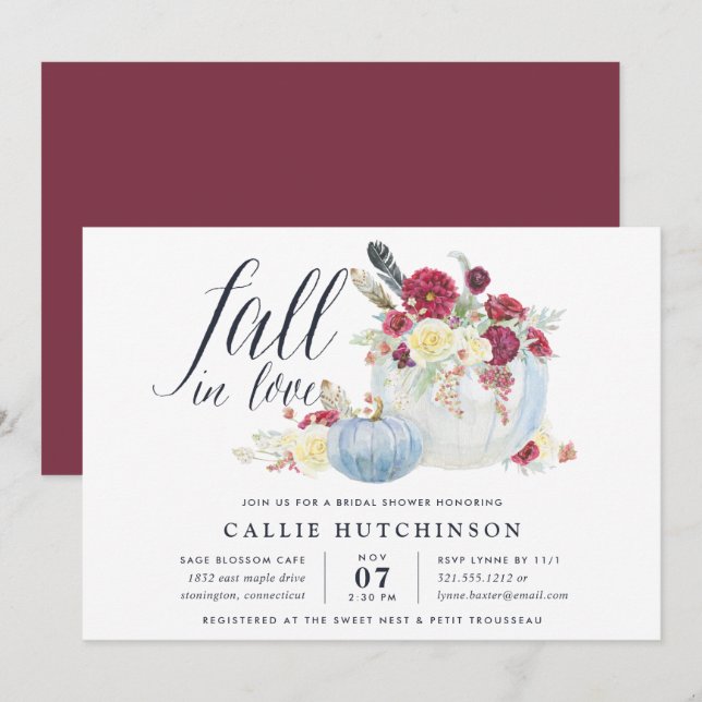 Fall in Love | Autumn Bridal Shower Invitation (Front/Back)