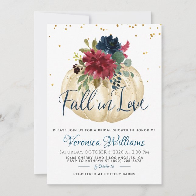 Fall in Love Autumn Bridal Shower Invitation (Front)