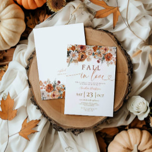 Fall in Love Autumn Bridal Shower Invitation