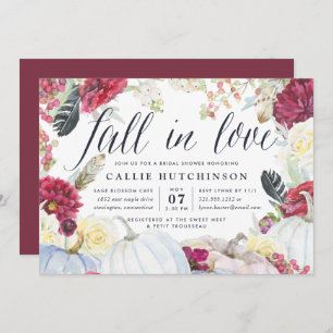 Fall in Love Autumn Bridal Shower Invitation