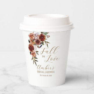 Fall In Love Autumn Bridal Shower Paper Cups