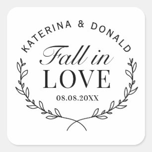 Fall in Love Autumn Bridal Shower Rustic Wedding Square Sticker