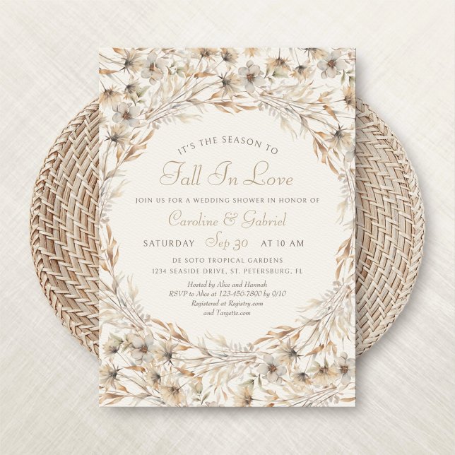 Fall In Love Autumn Coed Couples Bridal Shower Invitation (Creator Uploaded)