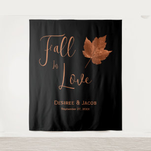 Fall In Love Autumn Copper Black Rustic Back Drop Tapestry