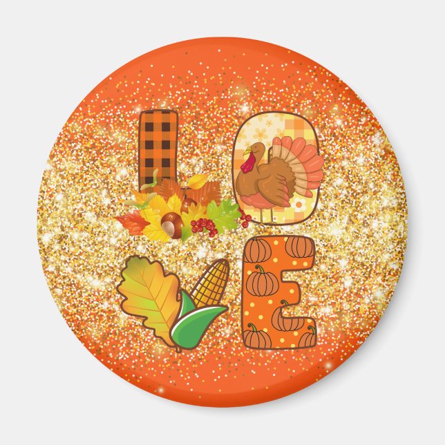 Fall In Love Autumn Customise Text and Colour Magnet (Front)