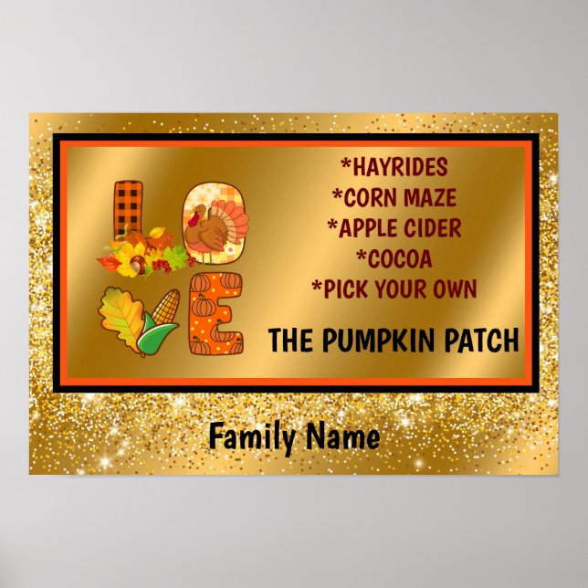Fall In Love Autumn Customize Text and Color Poster (Front)