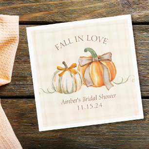 "Fall in Love" Autumn Elegant Fall Bridal Shower Napkin