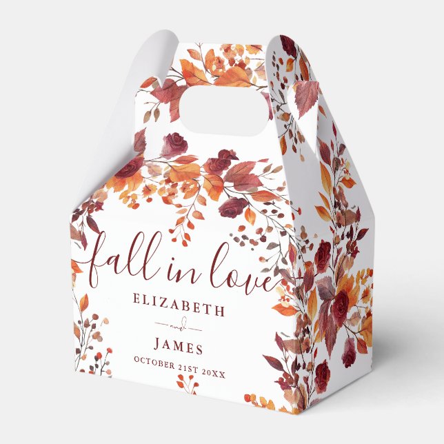 Fall In Love Autumn Fall Floral Wedding Favour Box (Front Side)