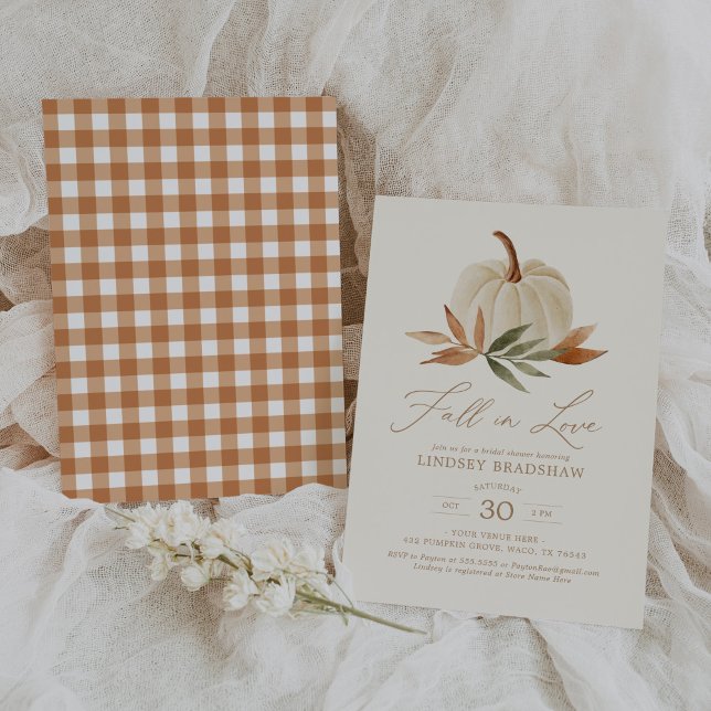 Fall in Love Autumn Fall Pumpkin Bridal Shower Invitation (Creator Uploaded)
