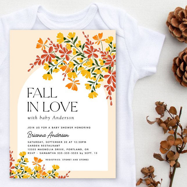 Fall In Love Autumn Floral Baby Shower Invitation (Creator Uploaded)