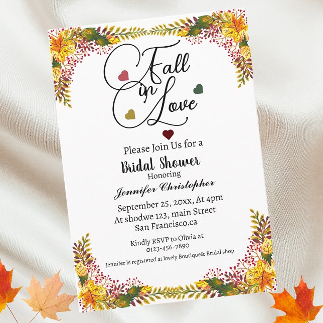 Fall in Love Autumn Floral Bridal Shower Invitation (Creator Uploaded)