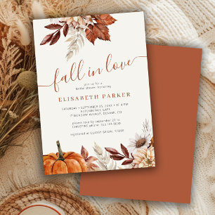 Fall in love autumn floral cream bridal shower invitation