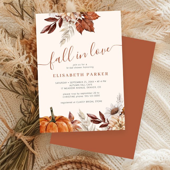 Fall in love autumn floral ivory bridal shower invitation (Creator Uploaded)