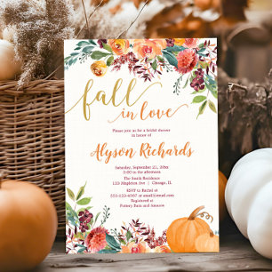 Fall in love autumn floral rustic bridal shower invitation