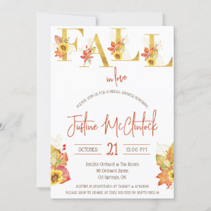 Fall In Love! Autumn Floral themed Bridal Shower Invitation
