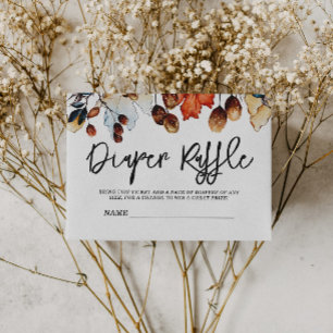 Fall in Love Autumn Foliage Diaper Raffle Enclosure Card