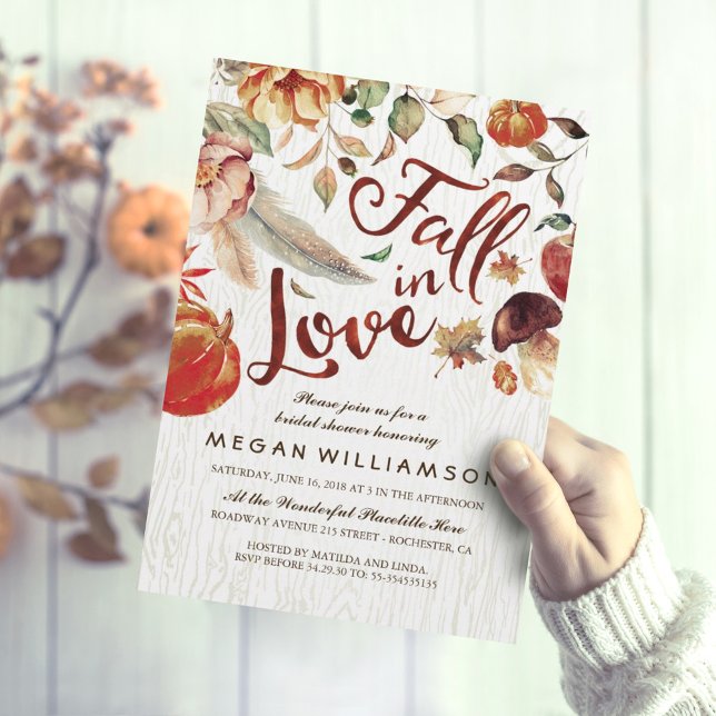 Fall in Love Autumn Harvest Pumpkin Bridal Shower Invitation (Creator Uploaded)