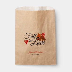 Fall in Love Autumn Leaves Heart Wedding Treat Favour Bags