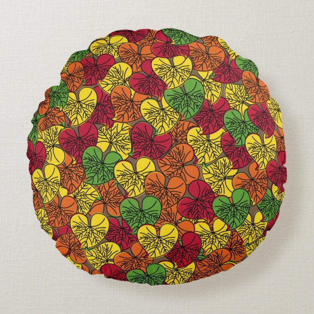 Fall in love - Autumn Leaves Round Cushion (Front)
