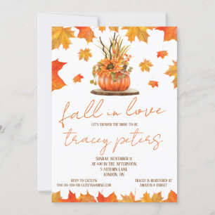 Fall in Love, Autumn Leaves, Themed Bridal Shower Invitation