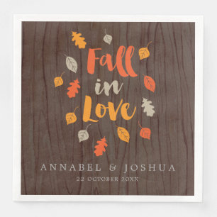 Fall in Love Autumn Leaves Wedding/Engagment Napkin