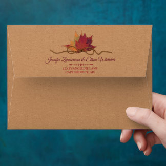 Fall in Love, Autumn Leaves Wedding Invitation Envelope
